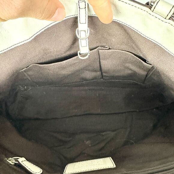 Coach Gallery Outline Metallic Leather Tote Purse Champagne Gold Signature Logo - Picture 10 of 10